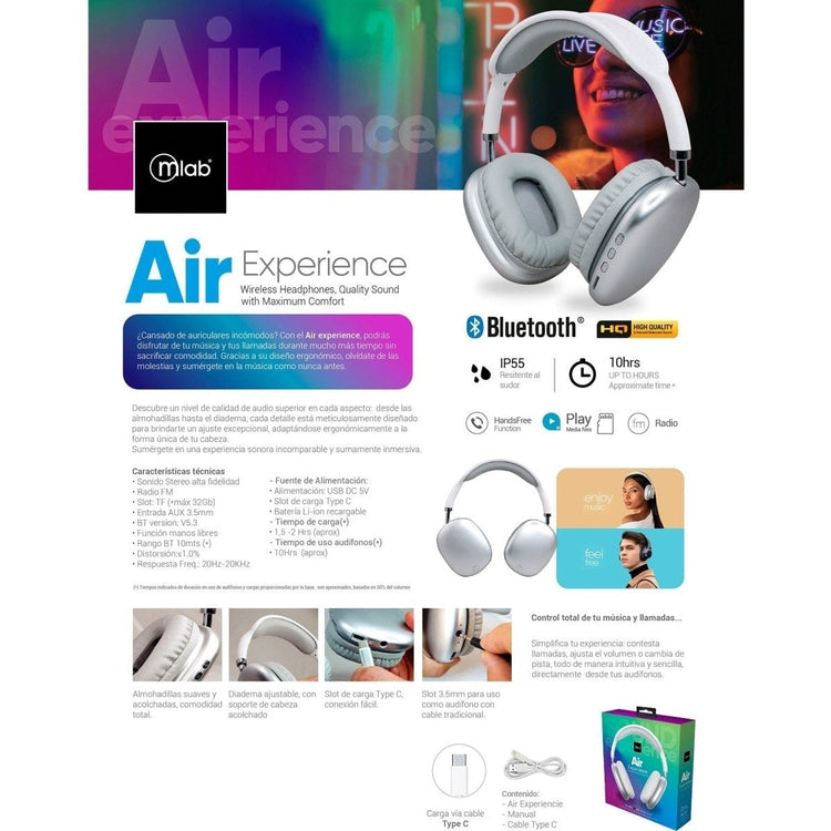 Audífonos Bluetooth Air Experience Silver