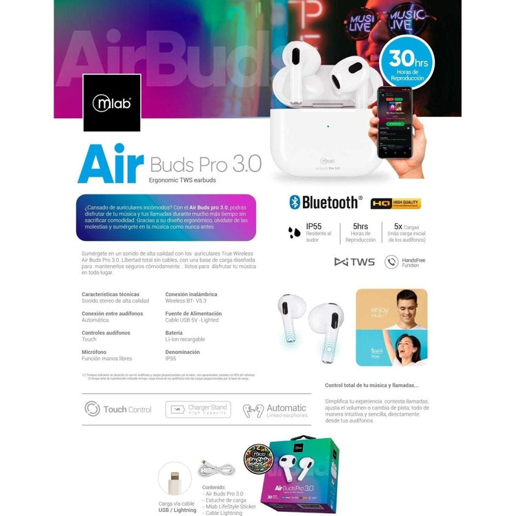 Audífonos TWS Air Buds Pro 3.0